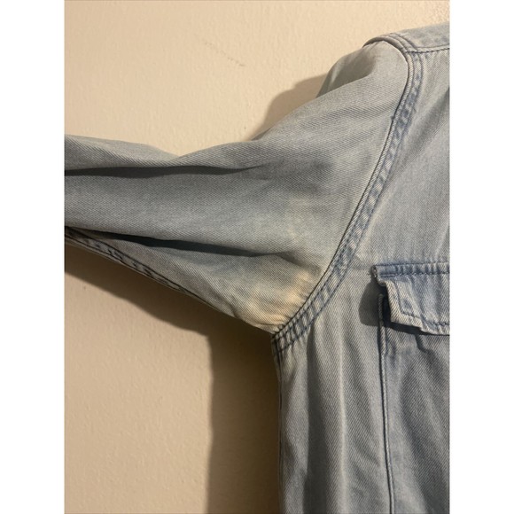 AllSaints Millie Women’s Denim Shirt Dress Sz Small Pearl Snap All Saint (Flaws) - Picture 3 of 11